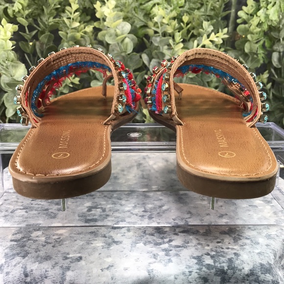 Massini Multimedia Embellished Strappy Toe Loop Sandals Women’s 7M☀️Like NEW☀️ - Picture 7 of 9